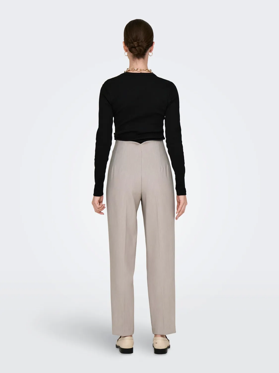 ONLY Onlraven Life pantalone donna vita alta grigio