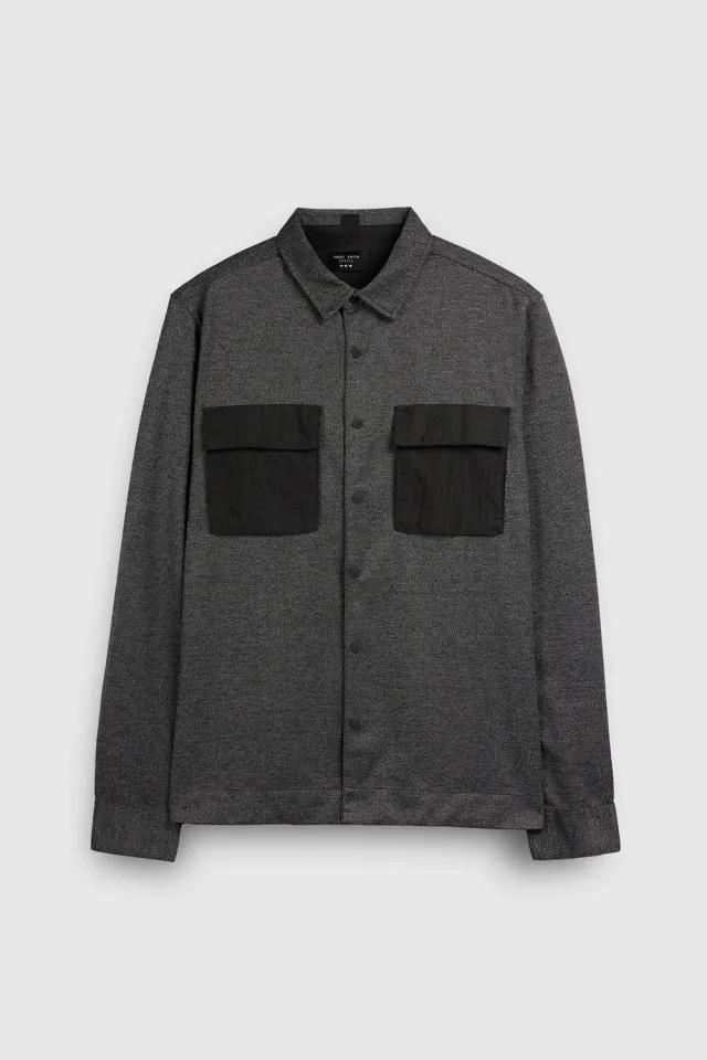 Teddy Smith C-William ML camicia nera bottoni snap