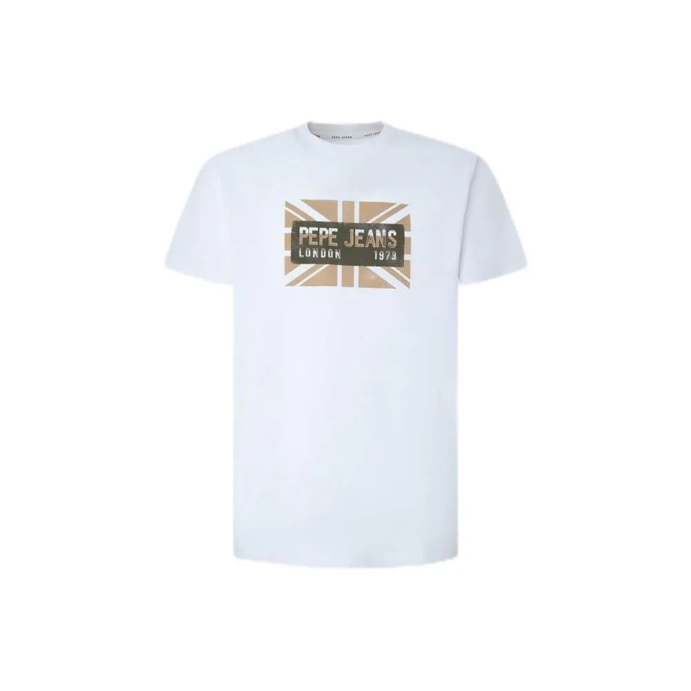 Pepe Jeans Credick T-Shirt Uomo Cotone Logo Bandiera