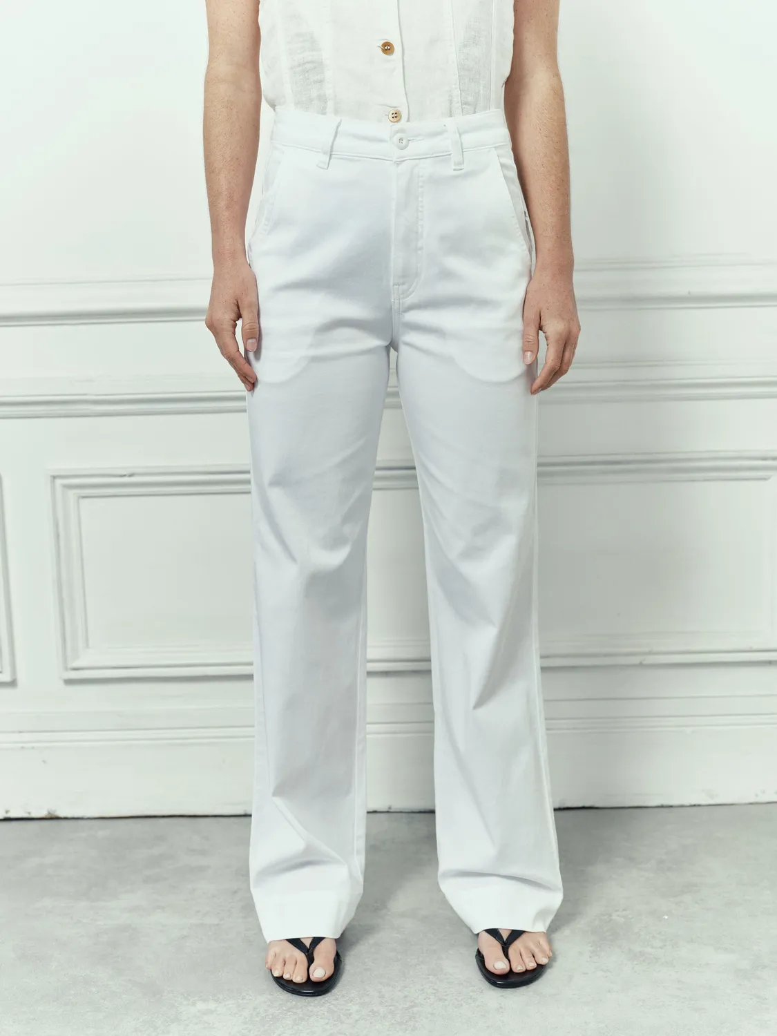 Acquaverde Paltrow Long pantaloni White gabardine