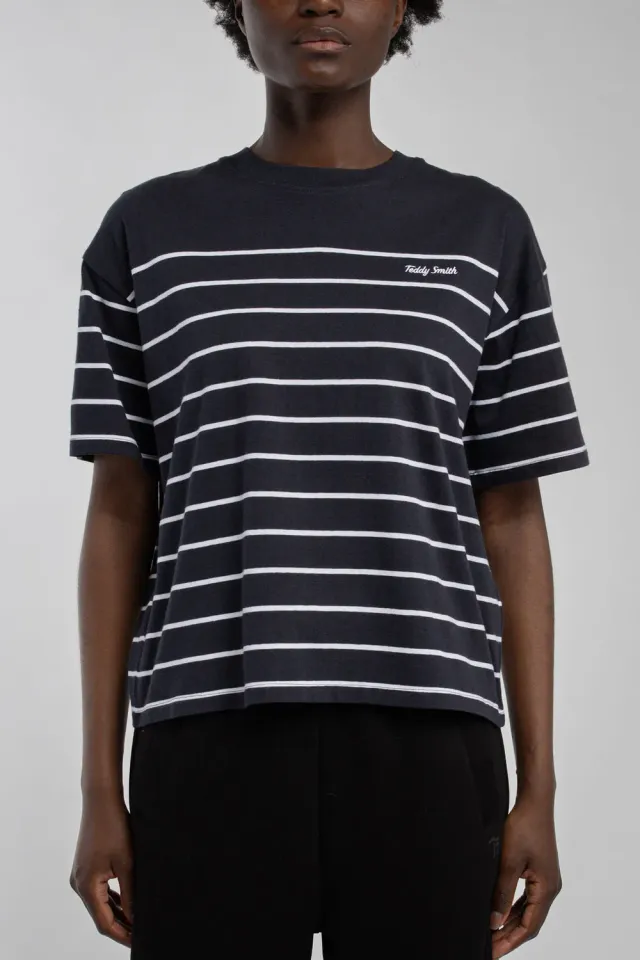 Teddy Smith Carla Stripes t-shirt righe blu navy ampia