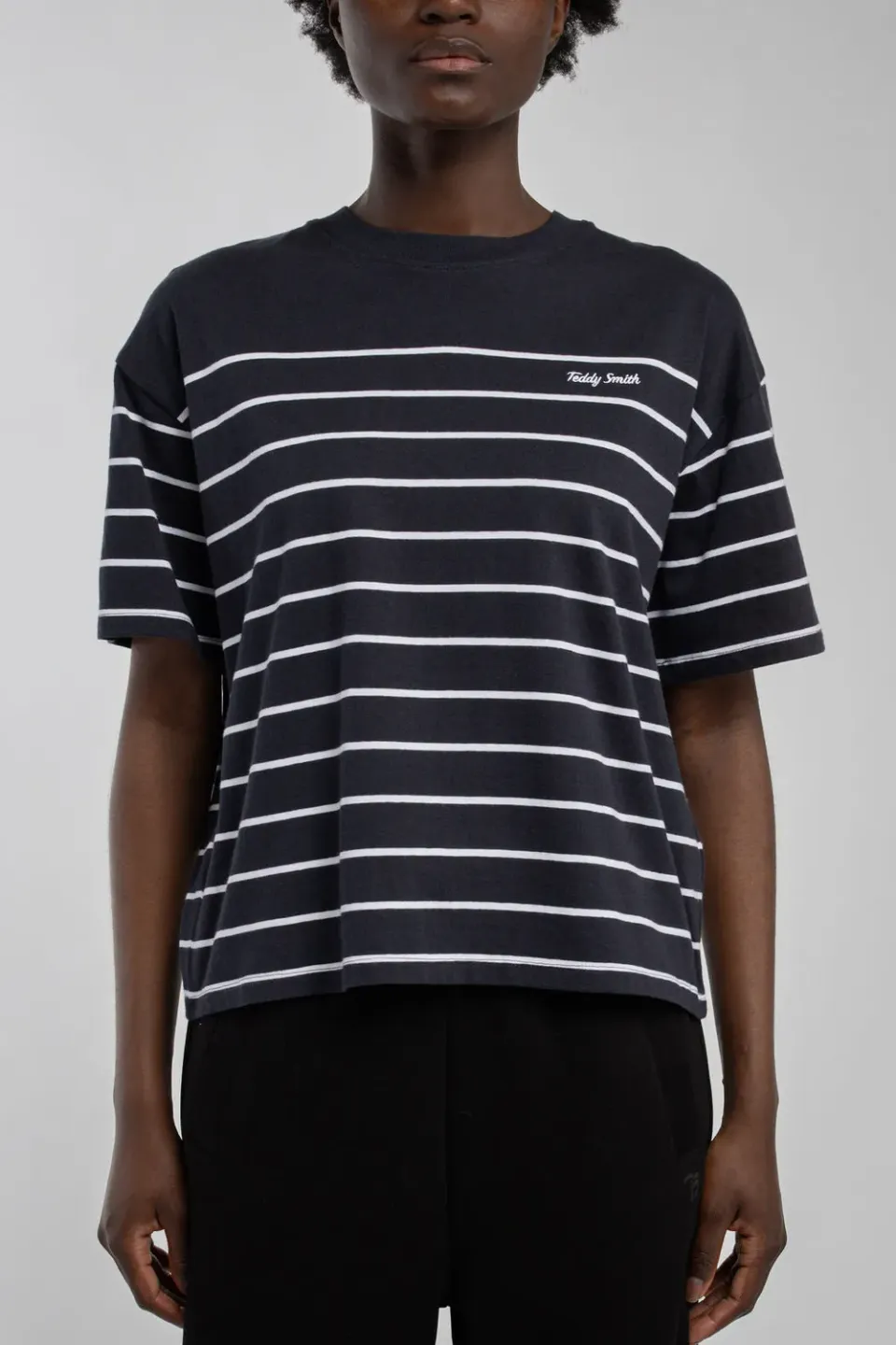 Teddy Smith Carla Stripes t-shirt righe blu navy ampia