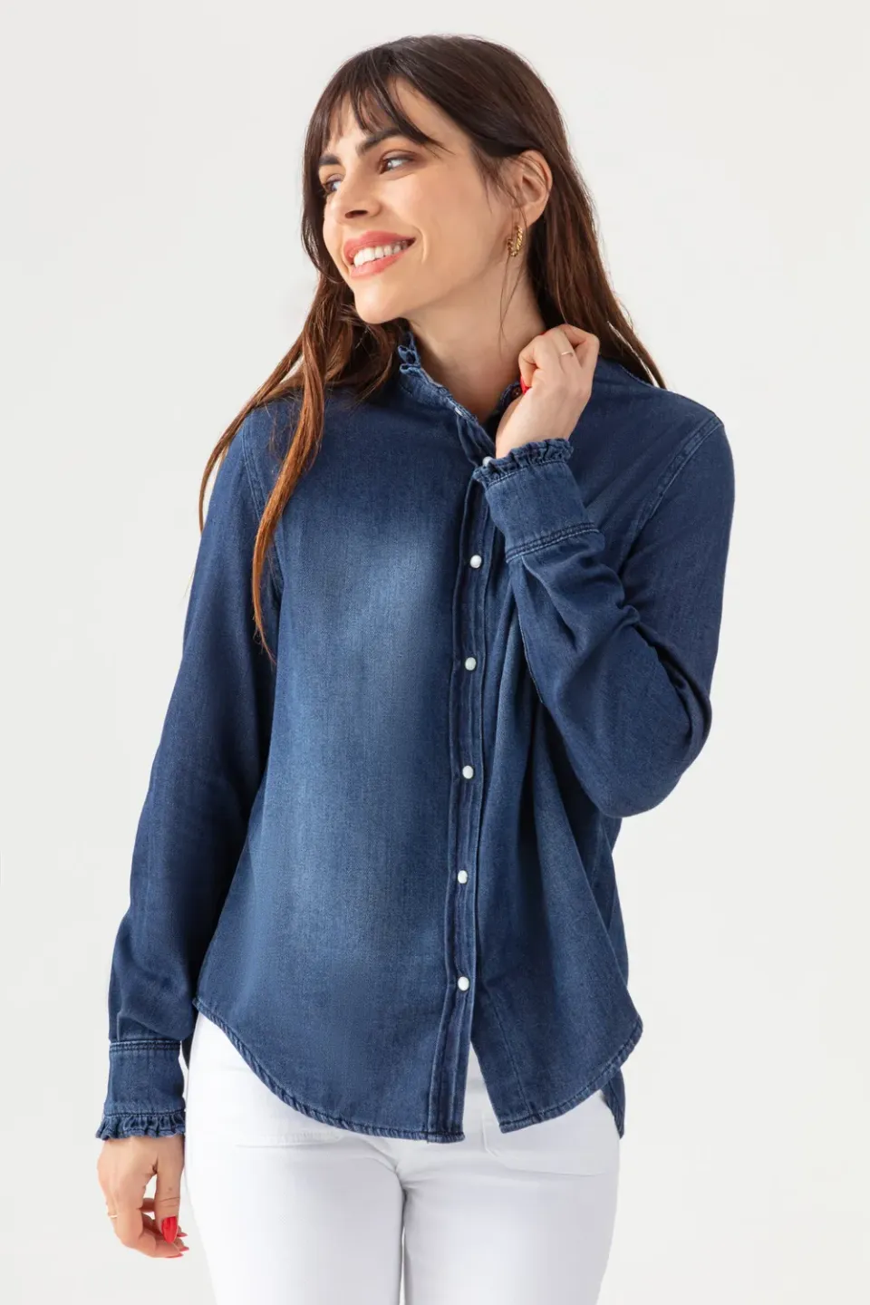 Acquaverde Gaby Camicia jeans Hand Brushed