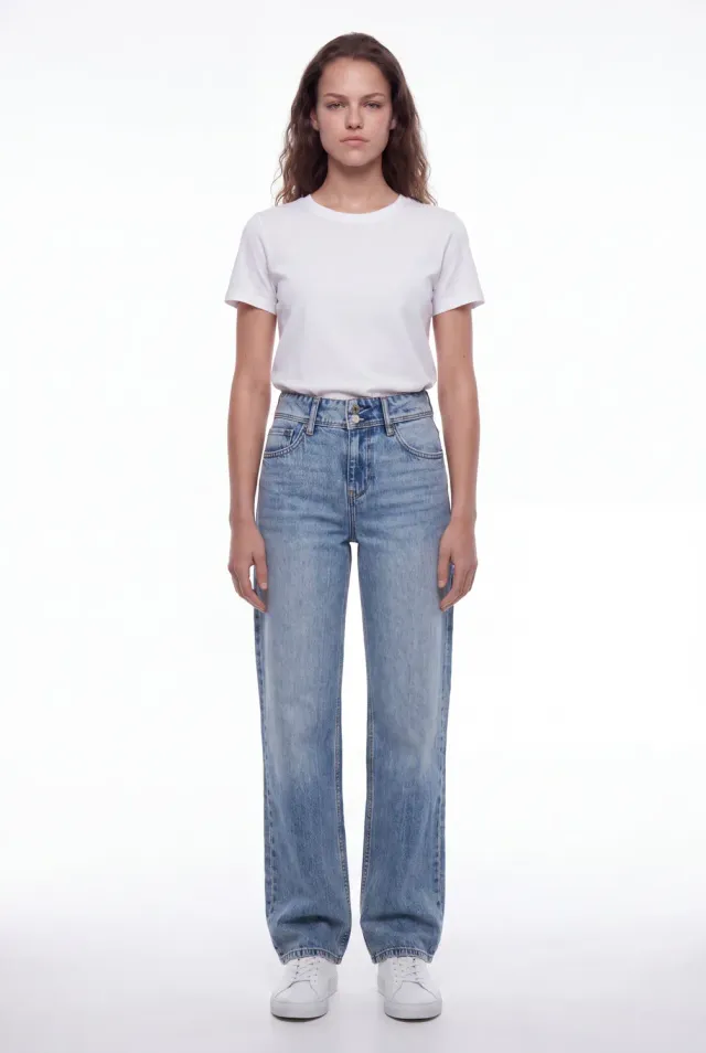 Teddy Smith P-Gladys Low Jeans Loose Indigo Chiaro Donna