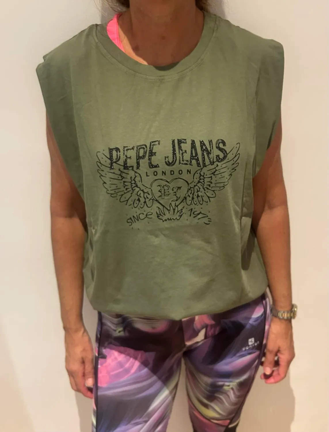Pepe Jeans Bertha t-shirt donna bianca smanicata cuore