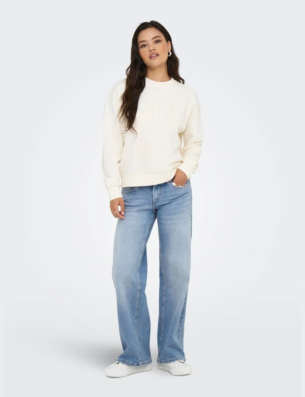 ONLY Onljudy jeans straight vita bassa taglia S denim