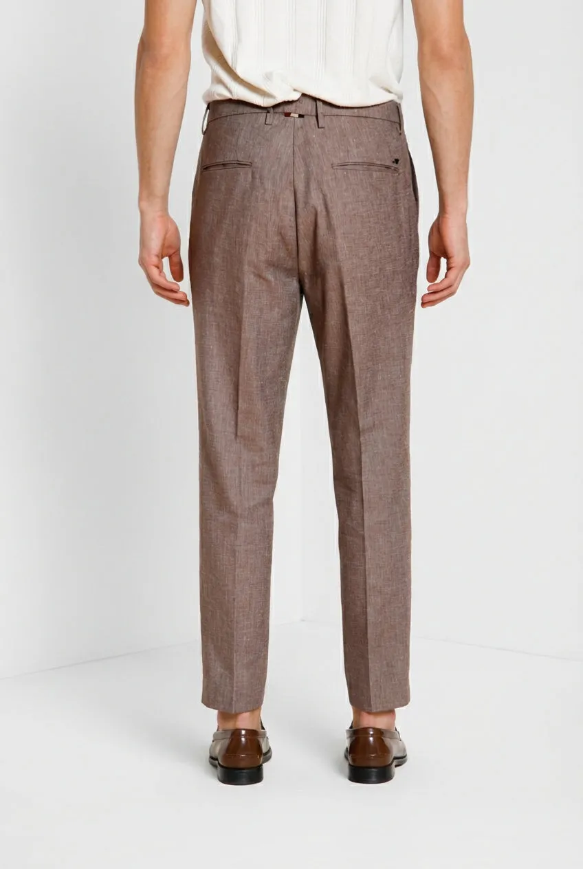 Mason's Boston pantalone chino uomo tortora lino relaxed