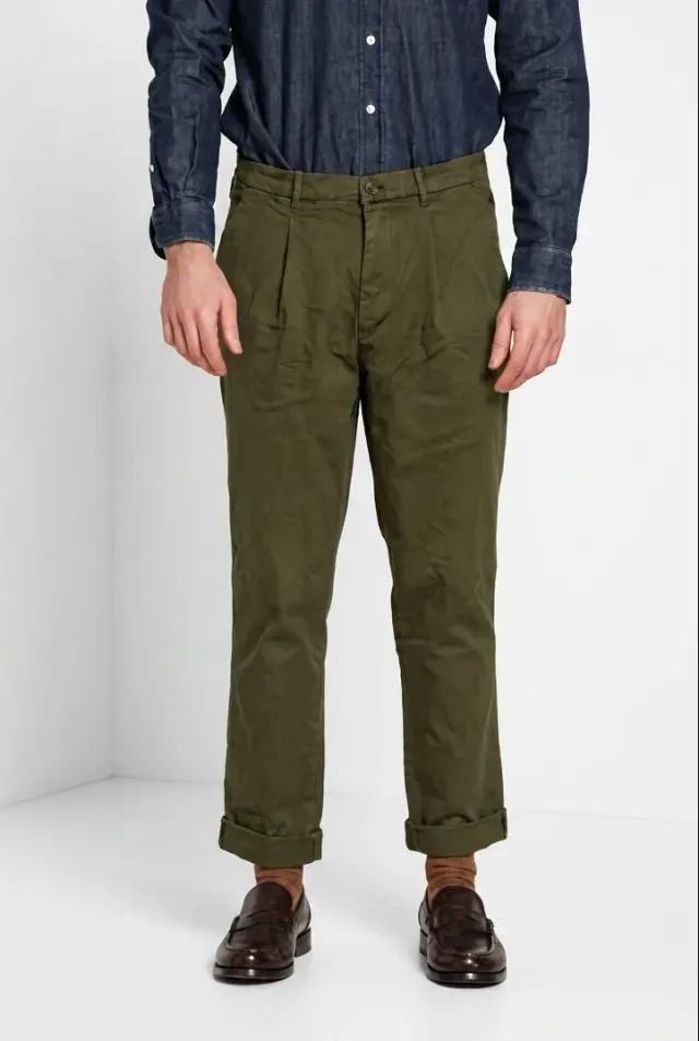 Mason's Pinces pantalone chino oliva relaxed gabardina