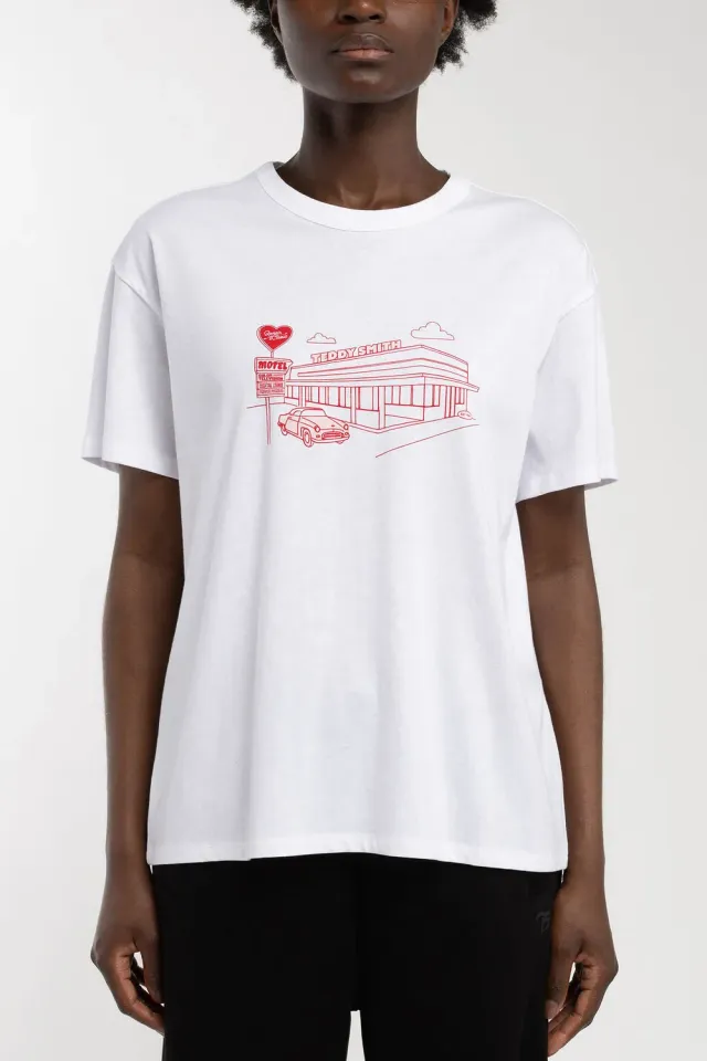 Teddy Smith T-Ley MC t-shirt donna oversize bianca cotone
