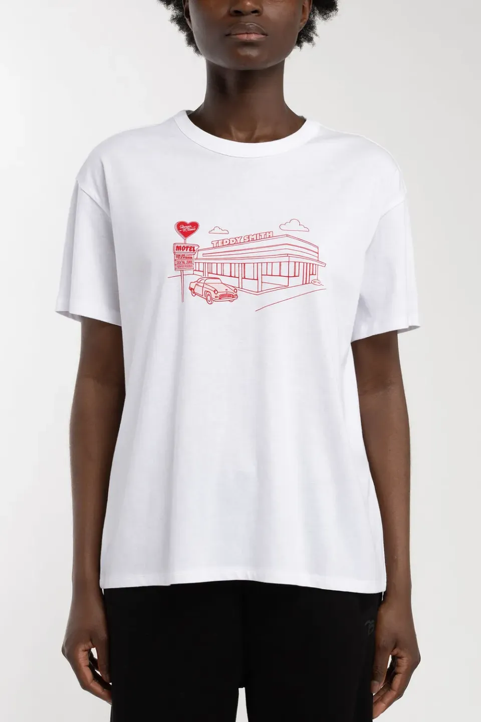 Teddy Smith T-Ley MC t-shirt donna oversize bianca cotone