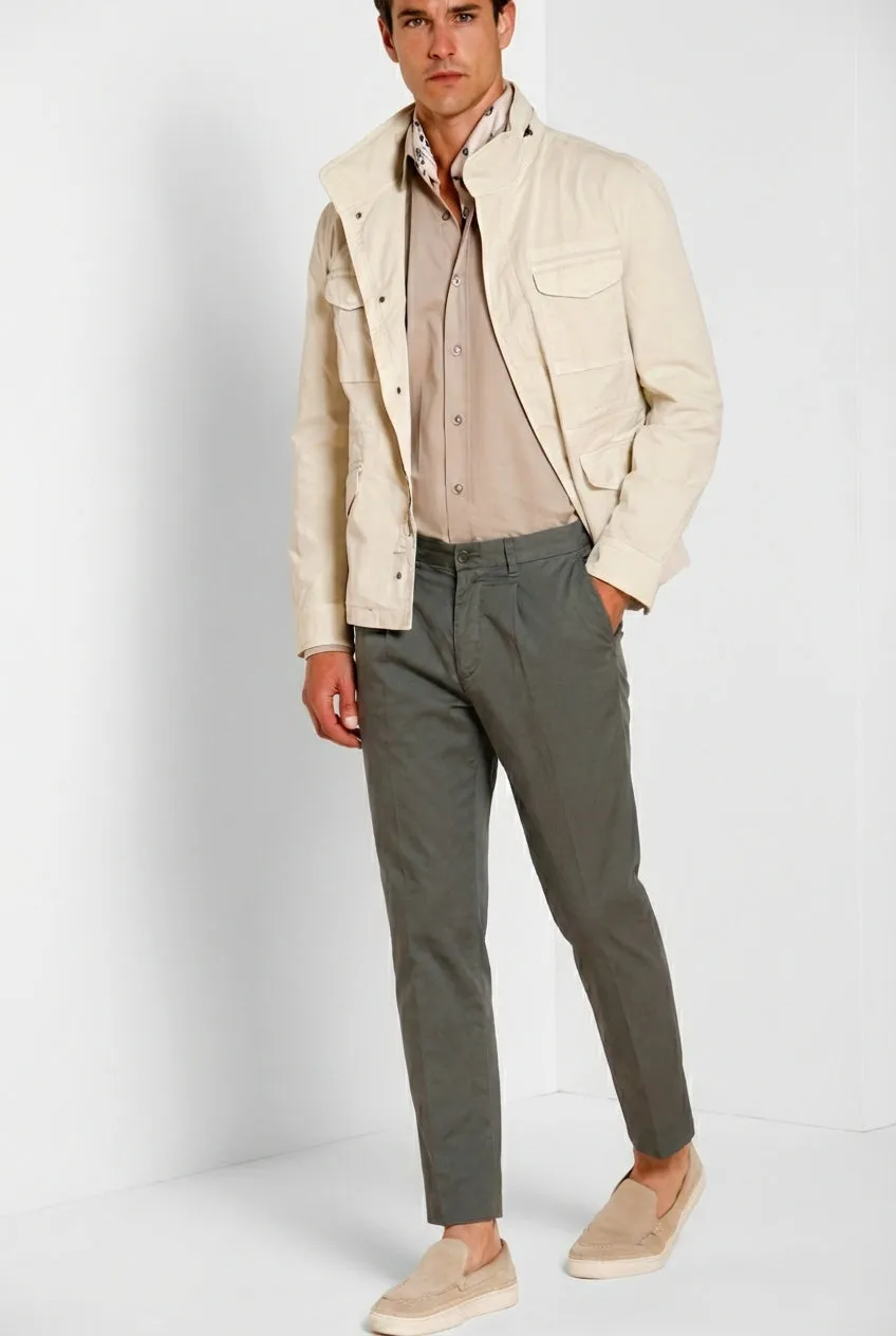 Mason's Boston Pinces chino uomo verde gabardina stretch