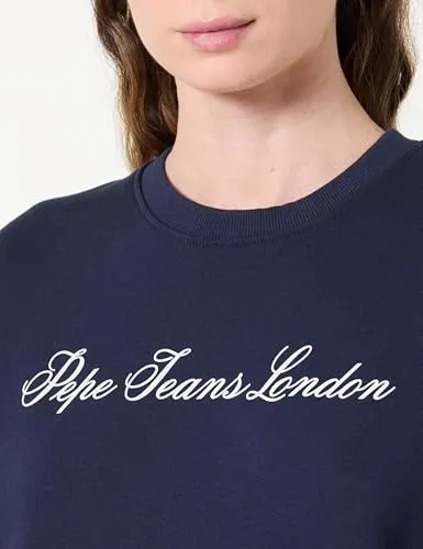 Pepe Jeans Basic Crew Felpa Donna L Bianca Girocollo