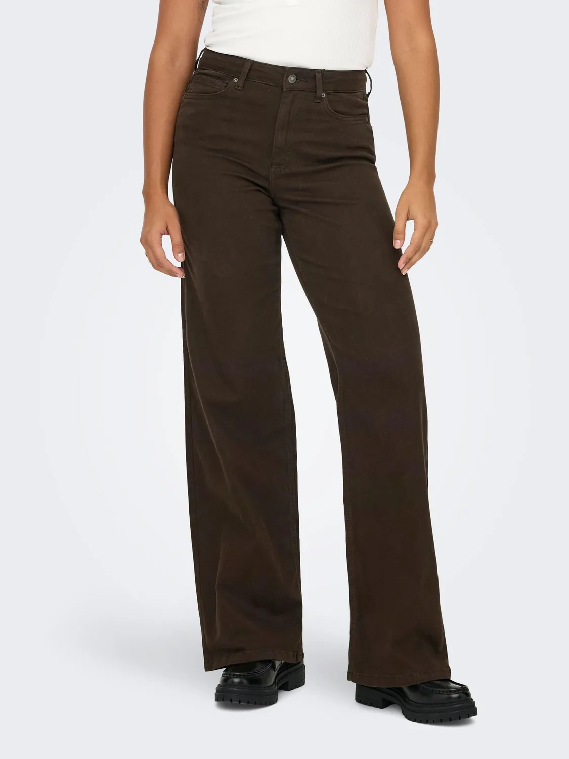 ONLY Onlmadison Wide Leg jeans vita alta marrone