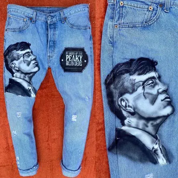 Levi's Vintage jeans dipinti Peaky Blinders su misura