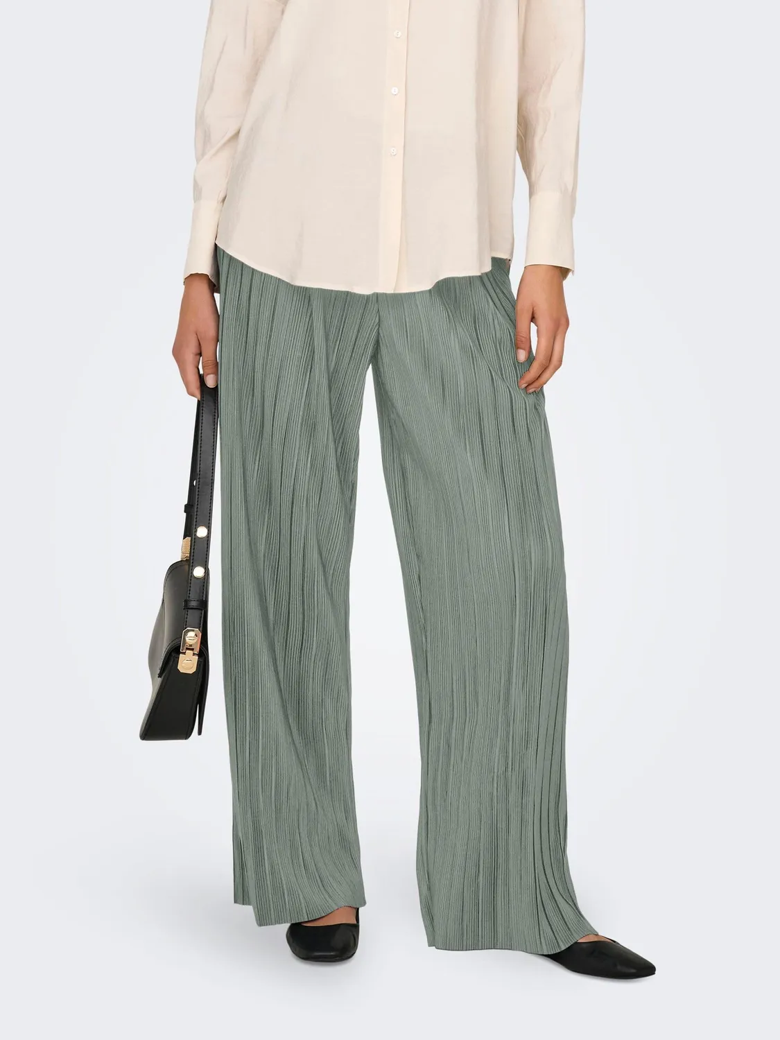 Only Onlravenna Pantaloni Plisse Donna L Nero Elastici