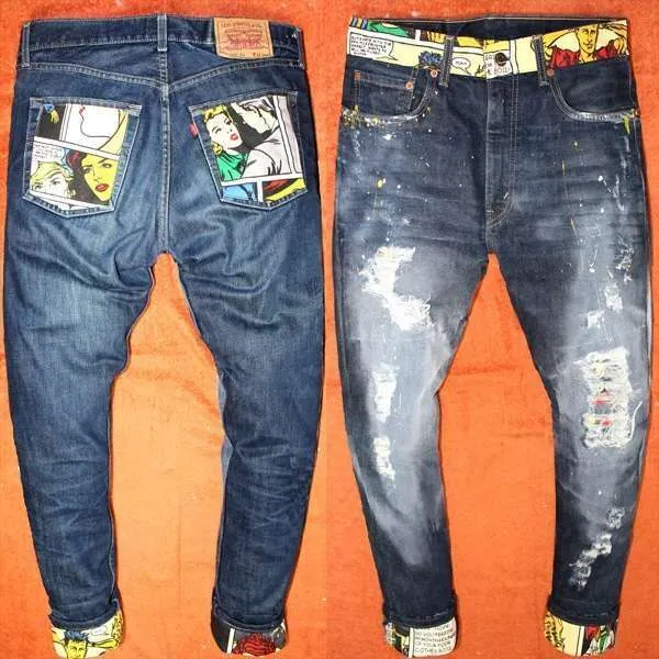 Never Say Never Fumetti Retro Anni 70 jeans Levi's vintage tessuto