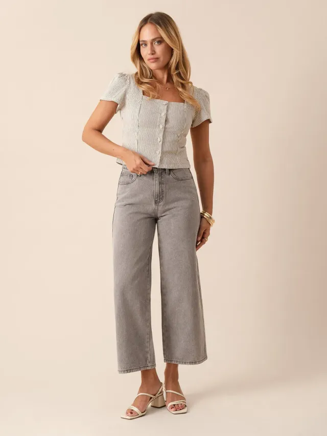 Oraije Colombe jeans wide grigio chiaro