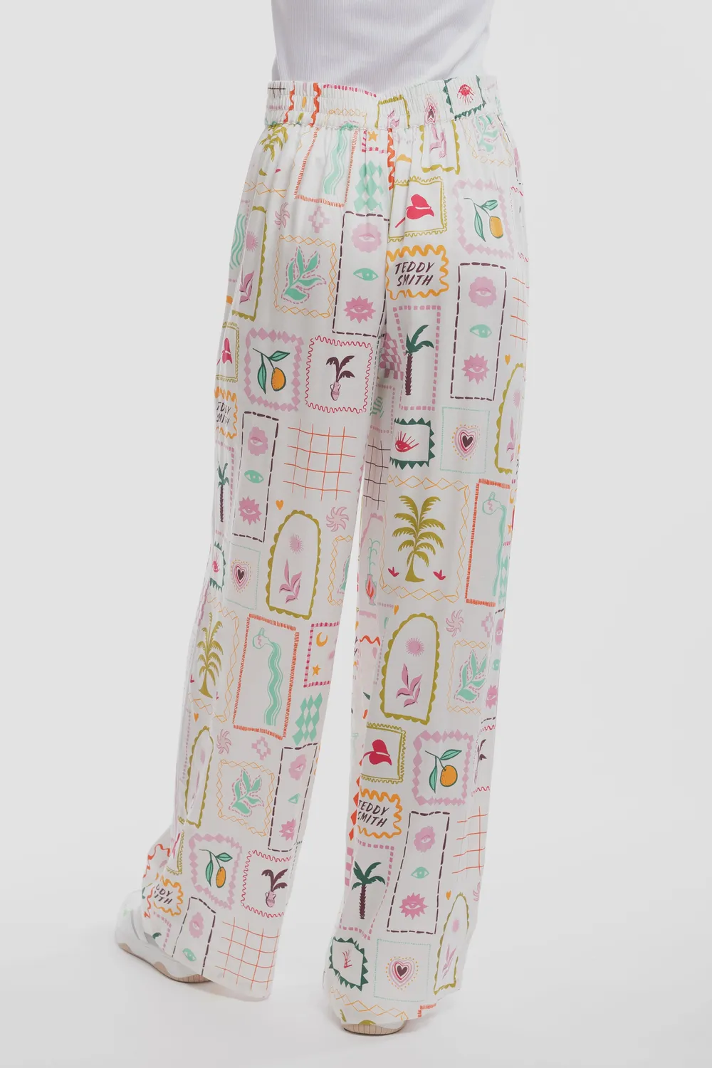 Teddy Smith P-ALEX Pantalone Fluido Donna Middle White