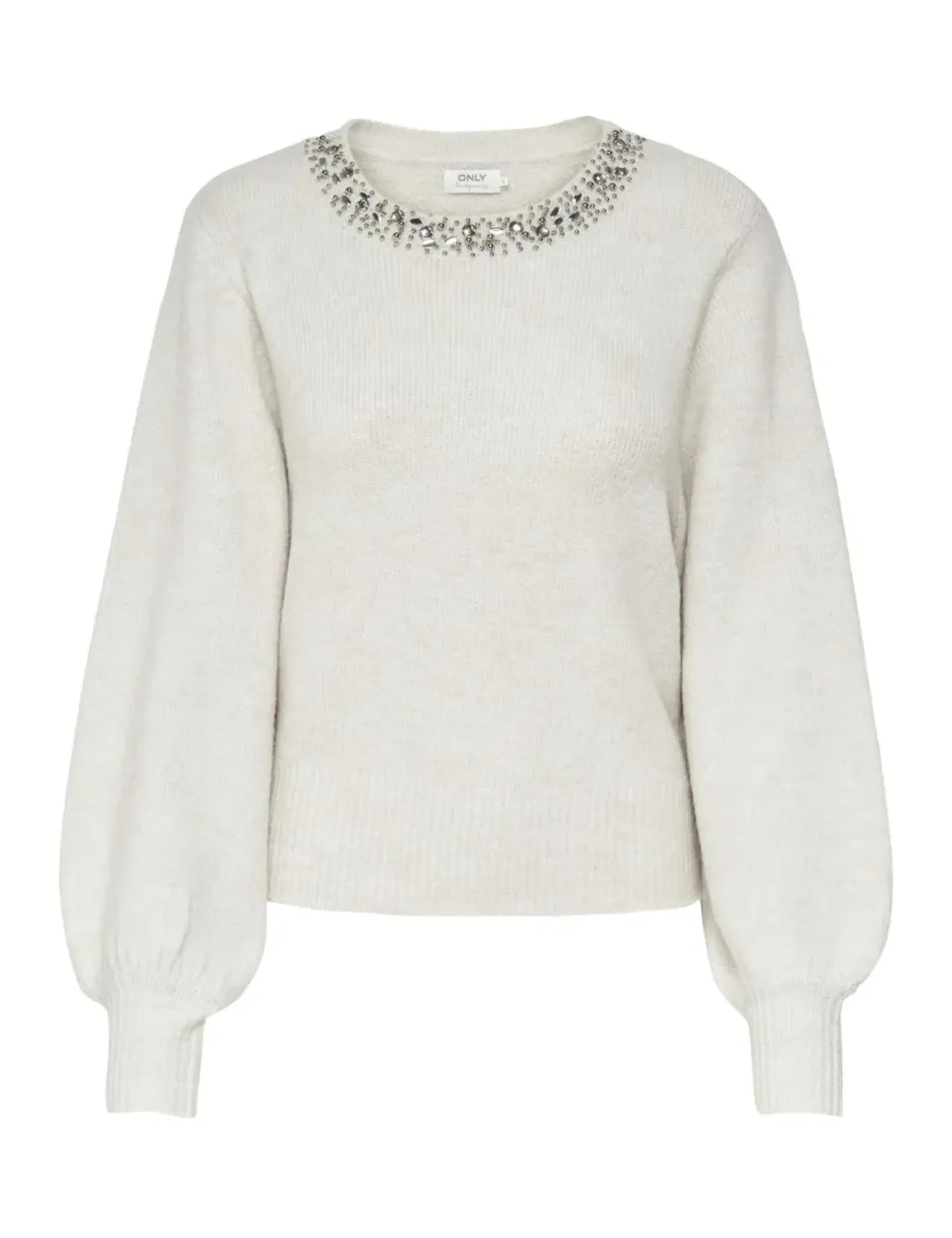 ONLY ONLELSA maglione donna in maglia mélange pietra