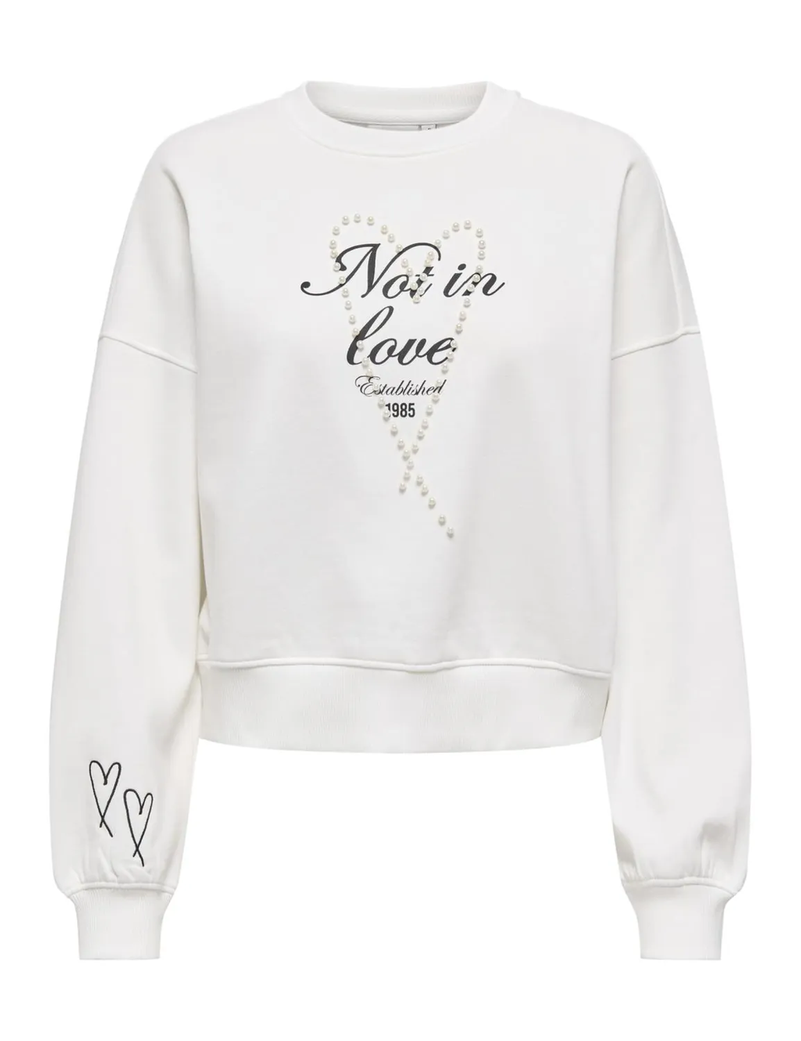 ONLY Onlkiara L/S O-Neck Pearl Swt felpa nera perle