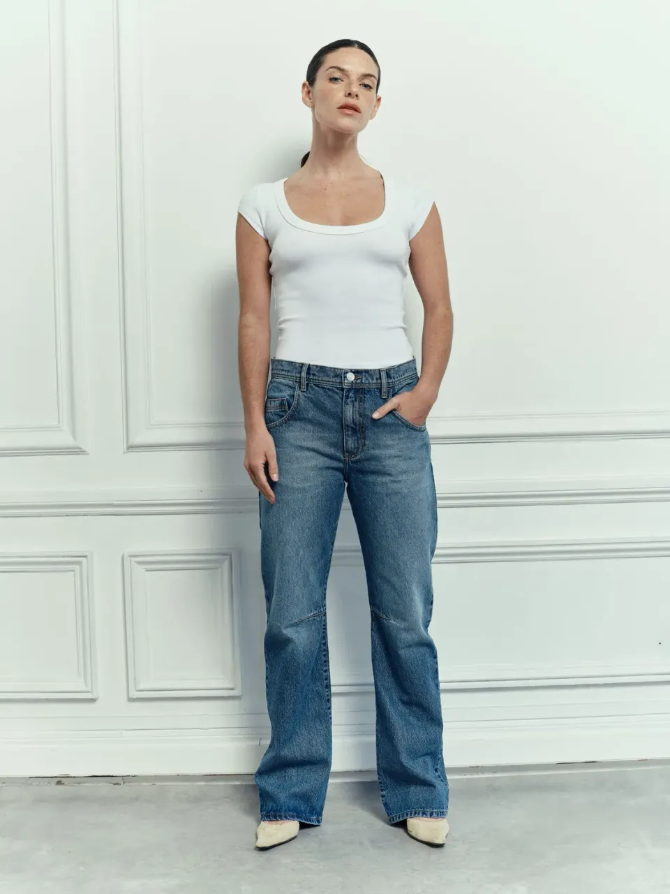 Acquaverde Kayden Jeans Aged Wash Gamba Arrotondata