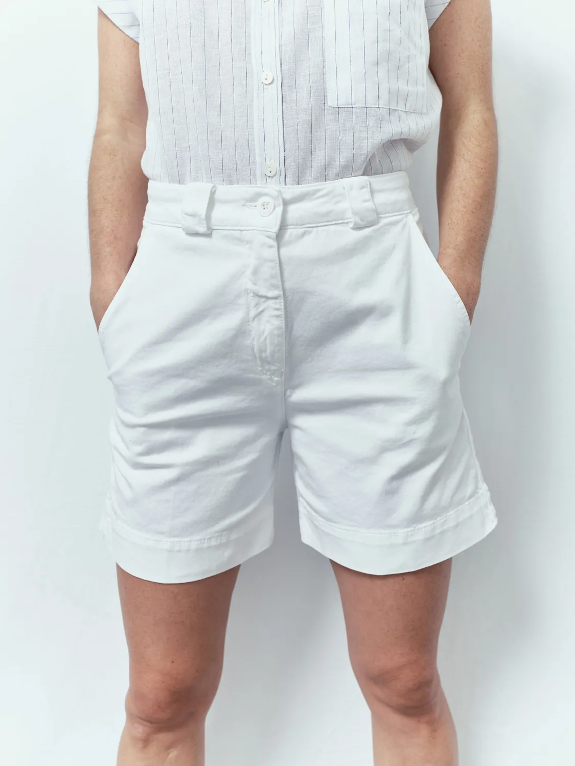 Acquaverde Vermont short bianco gamba ampia