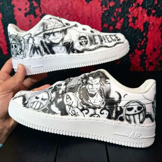 Never Say Never Air Force 1 Luffy Ace sneakers dipinte