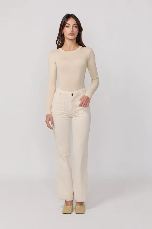 acquaverde Carlotta pantaloni velluto Cream cropped