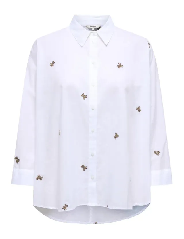 ONLY Onlnew Lina Grace camicia ricamata bianca XS