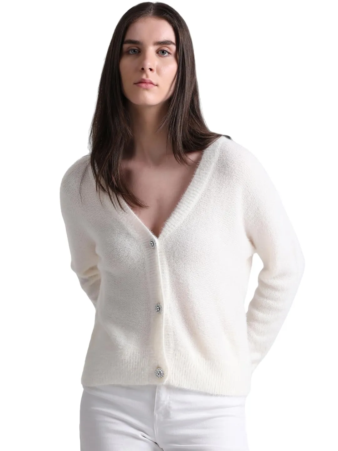 ONLY Onlella Cardigan Donna Nero maglia bottoni