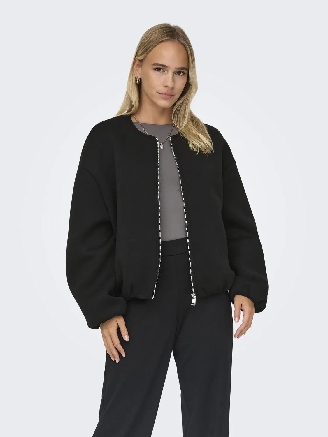 ONLY Onlellie giacca scuba donna nera zip