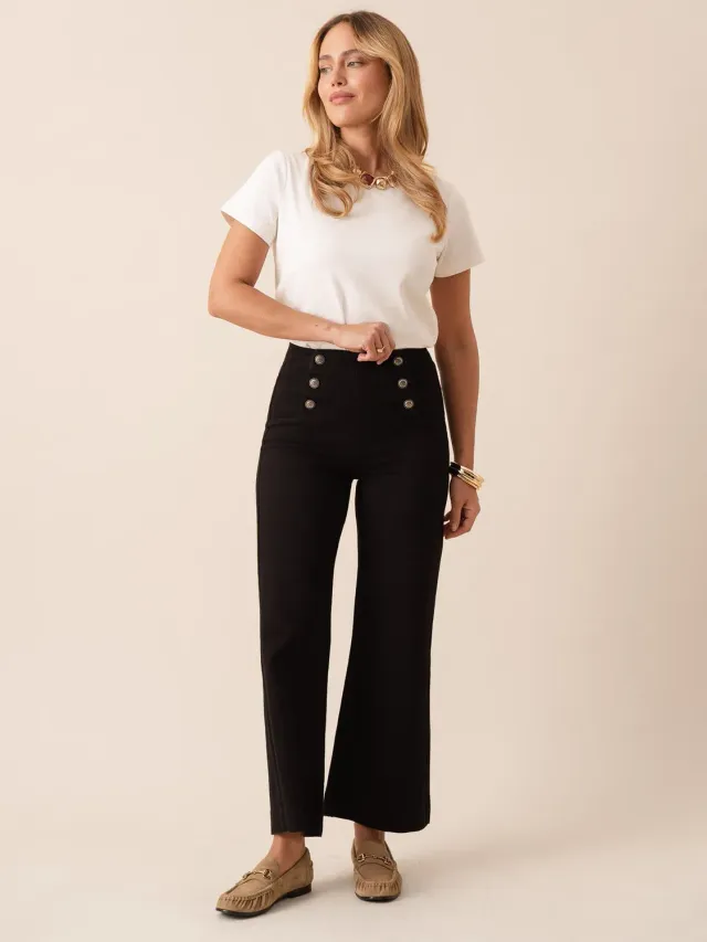 Oraije Victorine jeans wide nero bottoni