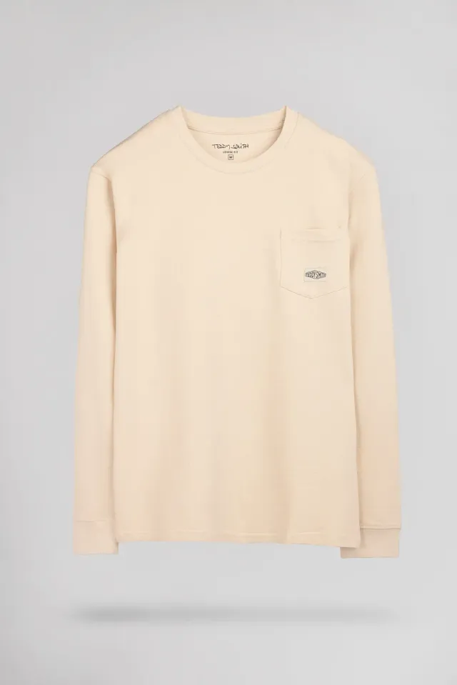 Teddy Smith T-Jameson ML t-shirt maniche lunghe crema tasca