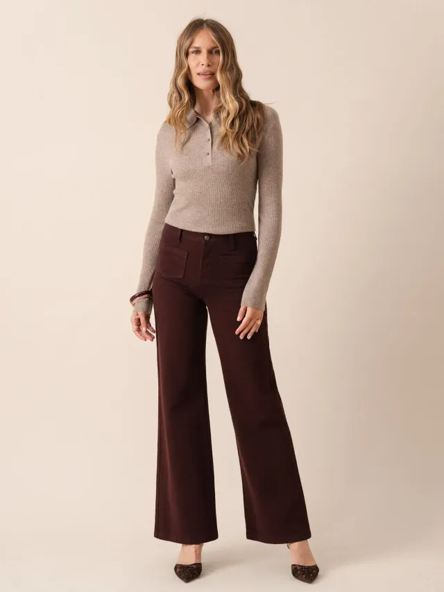 Oraije Gaspard jeans wide bordeaux vita alta