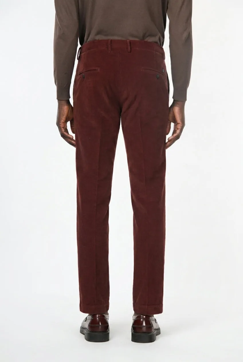 Mason’s Torino pantalone chino uomo rosso scuro velluto slim