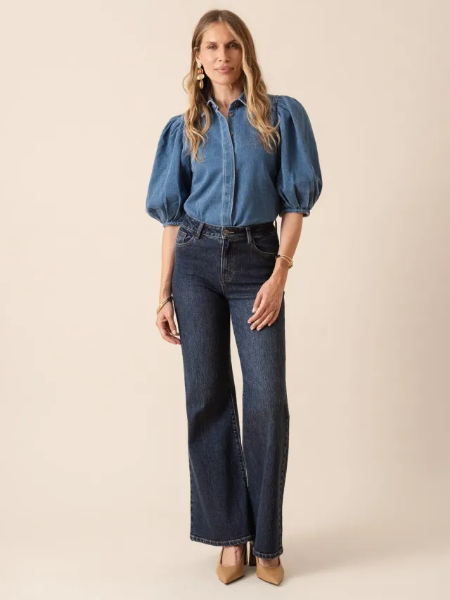 Oraije Flink jeans flare blu scuro alte donne