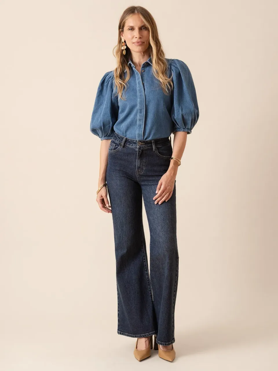 Oraije Flink jeans flare blu scuro alte donne