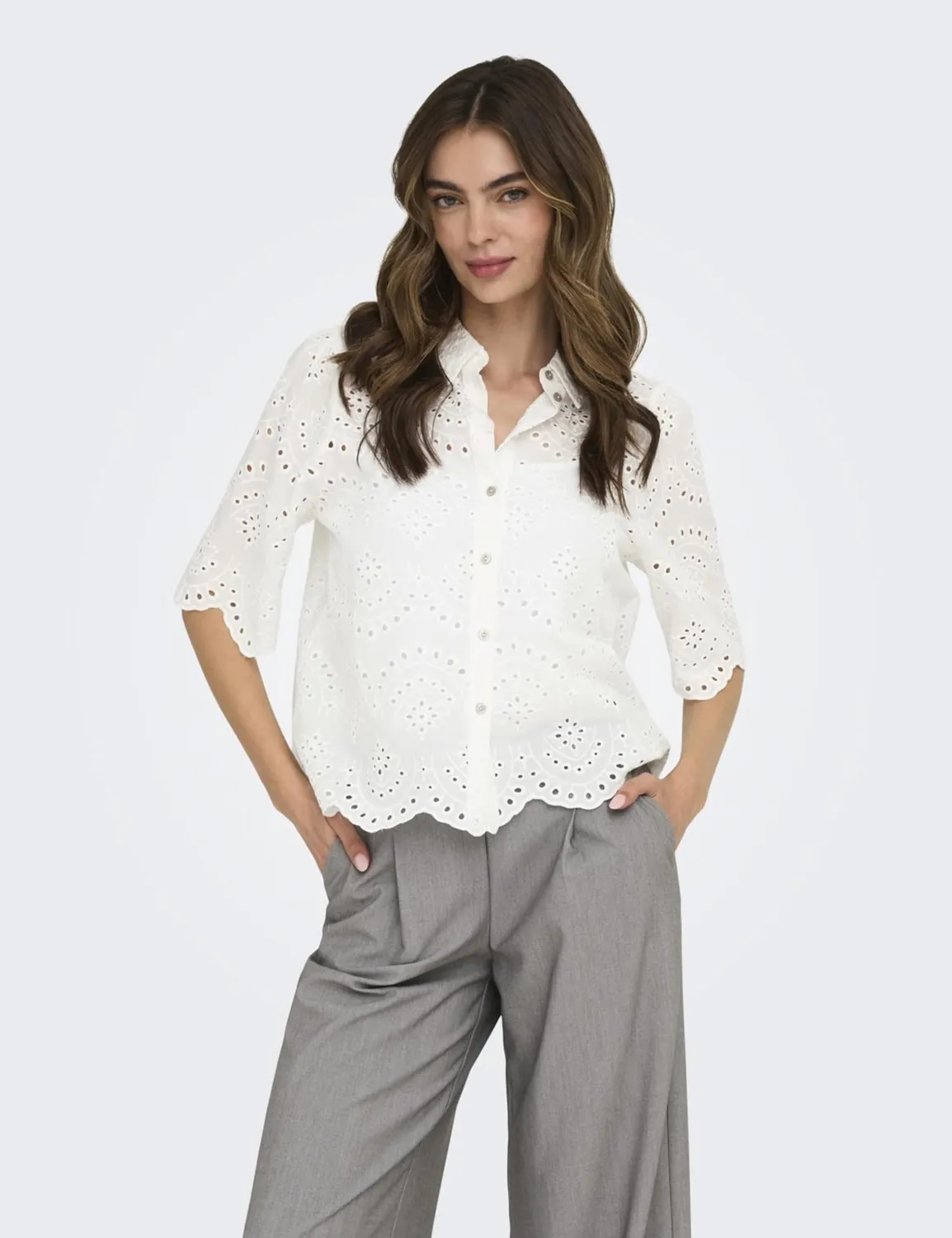 ONLY Onlvalais camicia donna M nera manica lunga