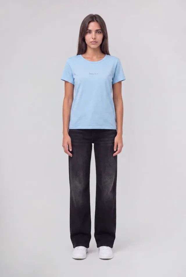 Teddy Smith T-Ribelle MC T-Shirt Donna Azzurro Cotone