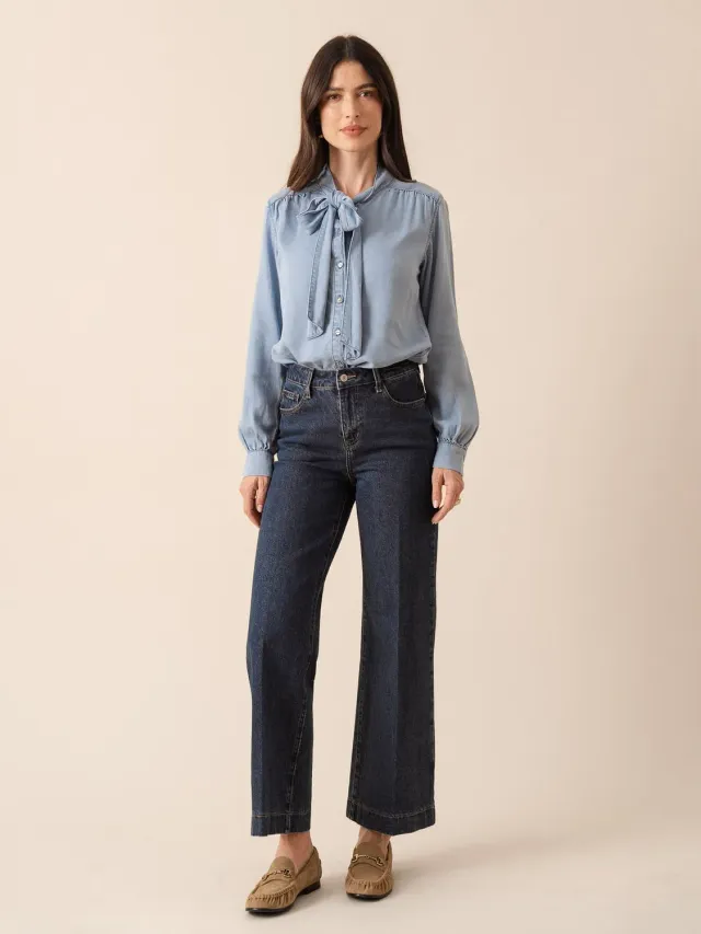 Oraije Vienna jeans wide blu scuro cotone regular