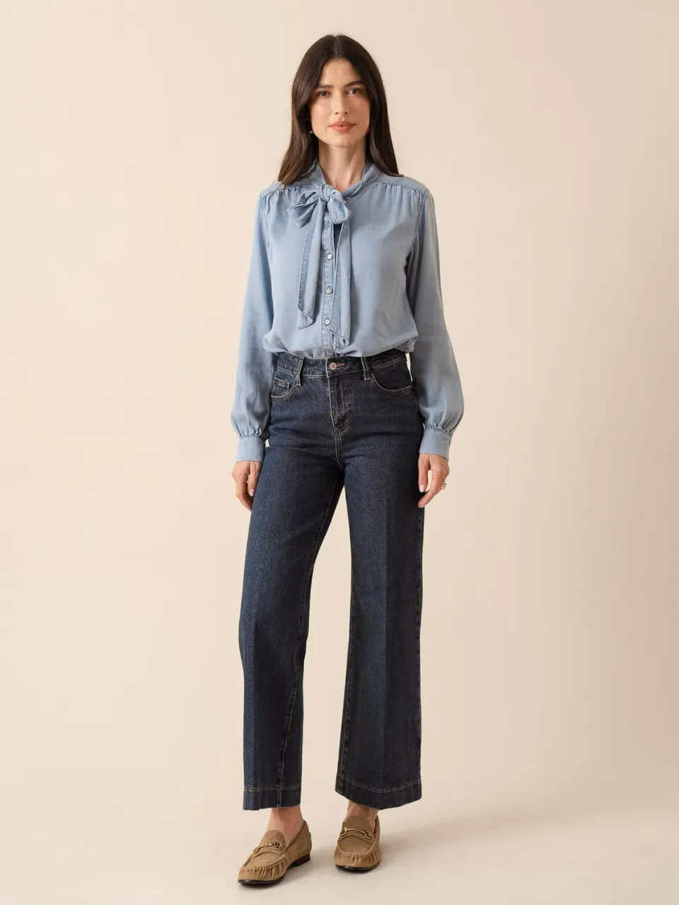 Oraije Vienna jeans wide blu scuro cotone regular
