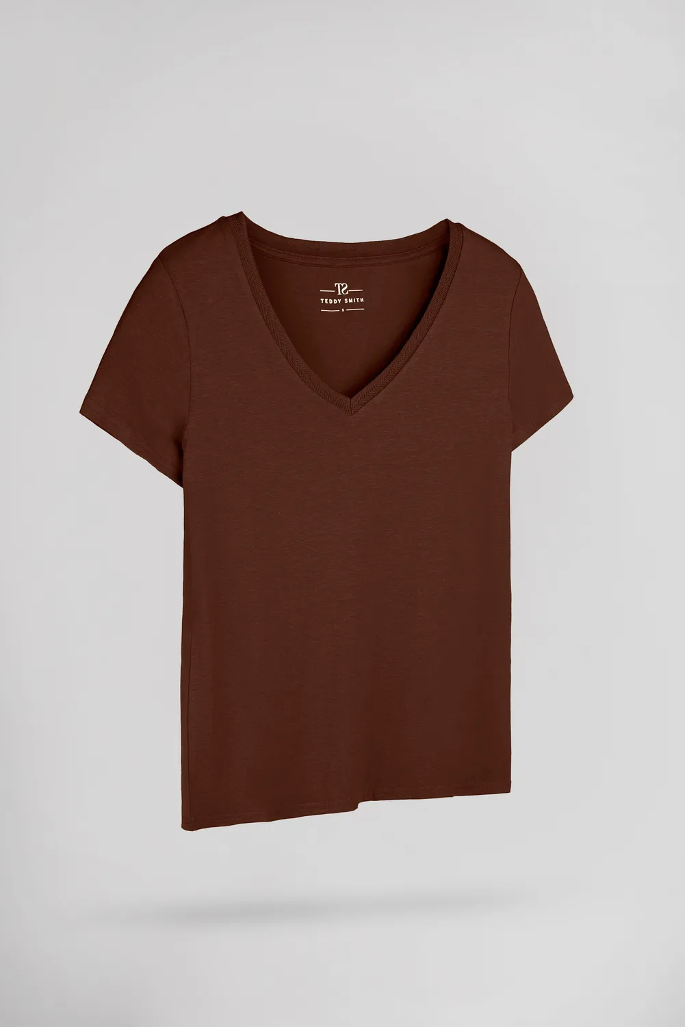 Teddy Smith T-Mia T-Shirt Donna Cioccolato Scollo V