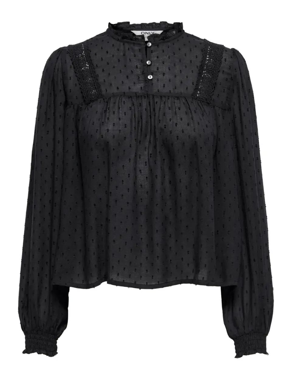 ONLY Onlpelia Life Dobby Top Donna Nero Manica Lunga