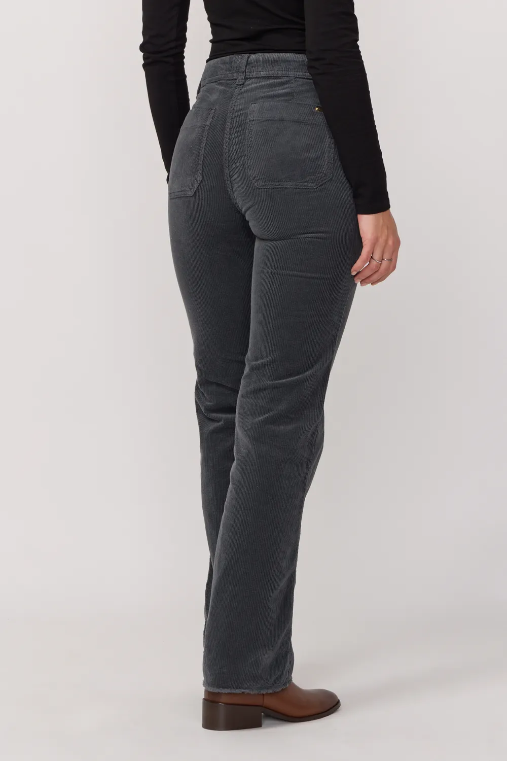 Acquaverde Carlotta Pantaloni Velluto Antracite Cropped
