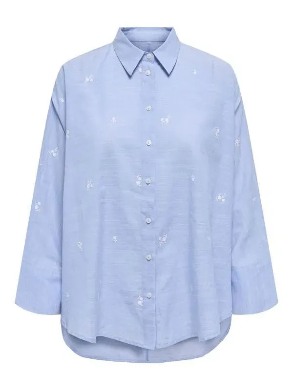 ONLY Onlregina Grace camicia donna blu cotone oversize