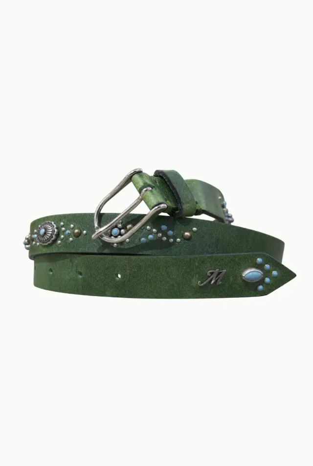 Mason's Boston cintura pelle verde borchie