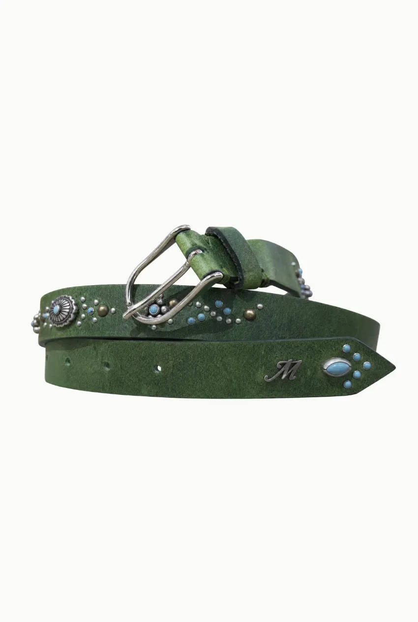 Mason's Boston cintura pelle verde borchie