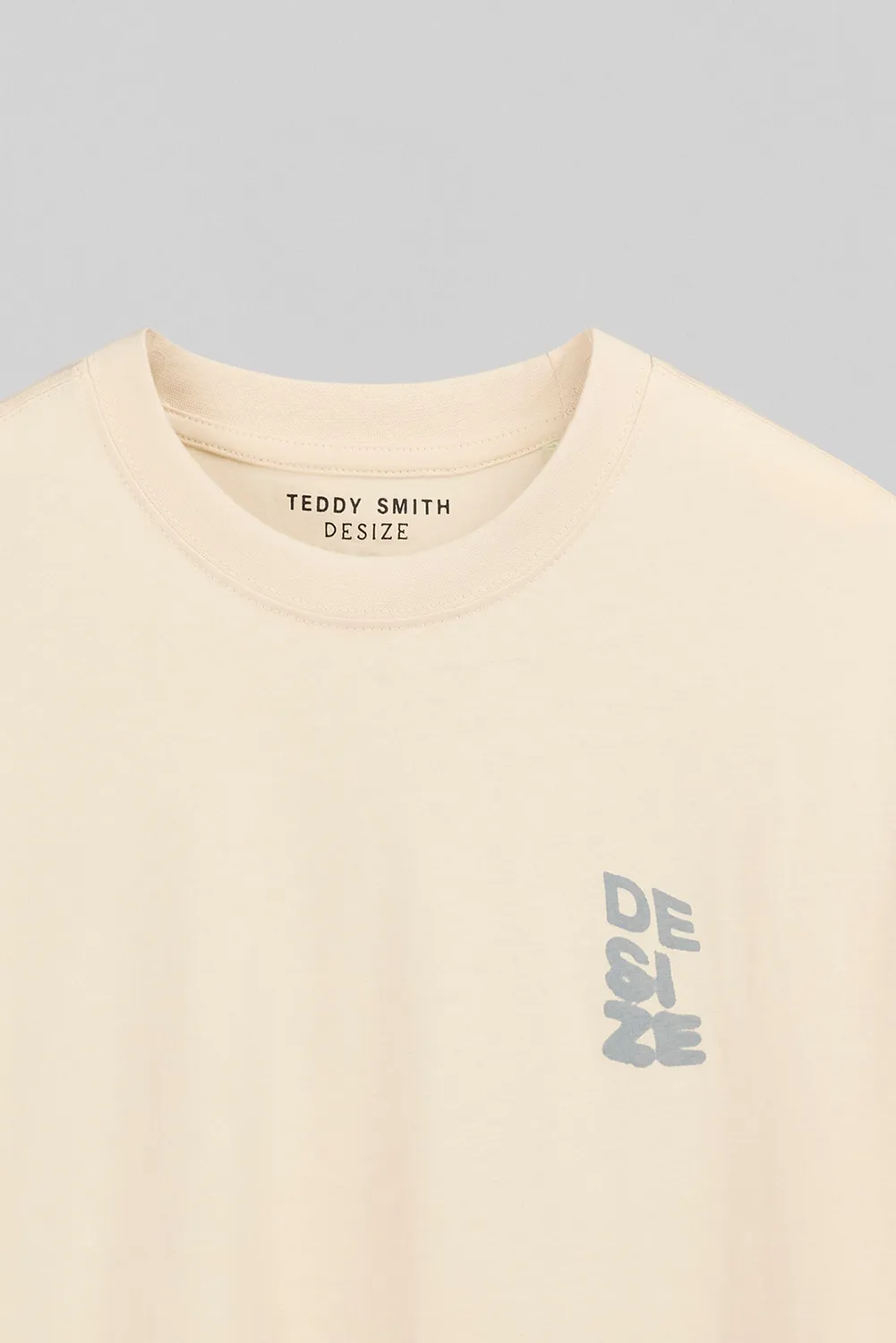 Teddy Smith T-Wall MC t-shirt uomo cream vestibilità ampia