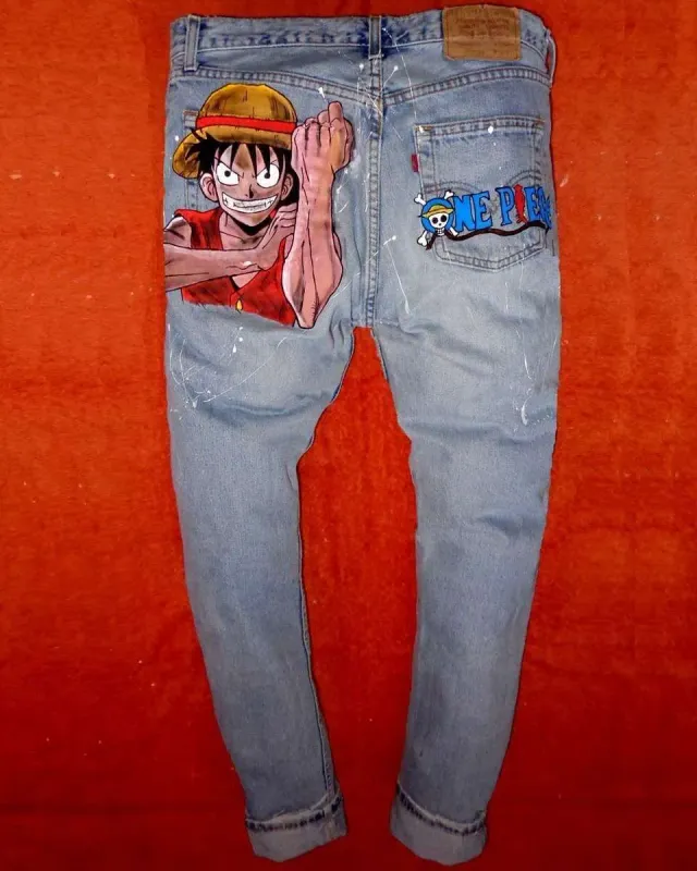 Levi's Vintage Luffy One Piece jeans dipinti a mano