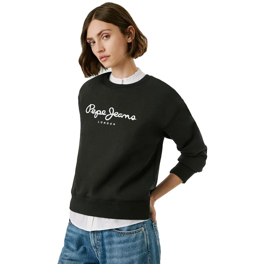 Pepe Jeans Baddy Felpa Donna Girocollo Logo Bianco Sporco